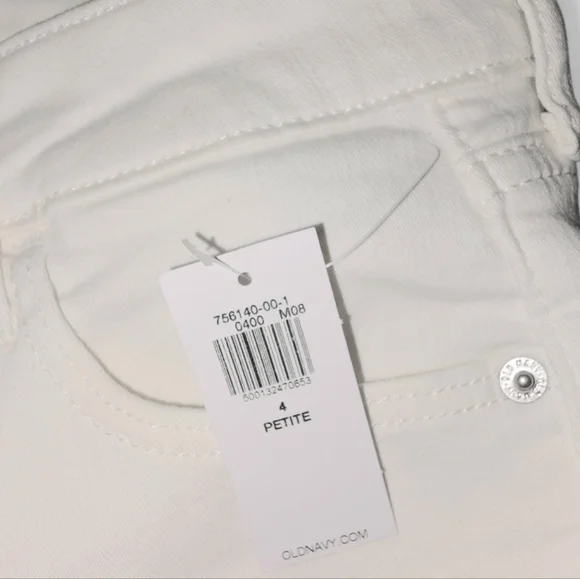 NWT Old Navy High-Waisted Rockstar Slim Capri Jeans Petite 4 White Wash - Picture 4 of 5